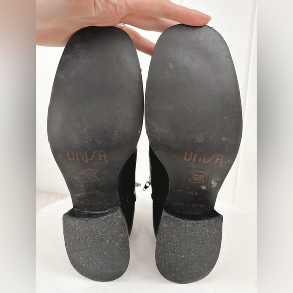 Unisa Leather Boots Chelsea Black Ankle Women 8.5 Chunky Minimal Minimalist - Picture 12 of 15